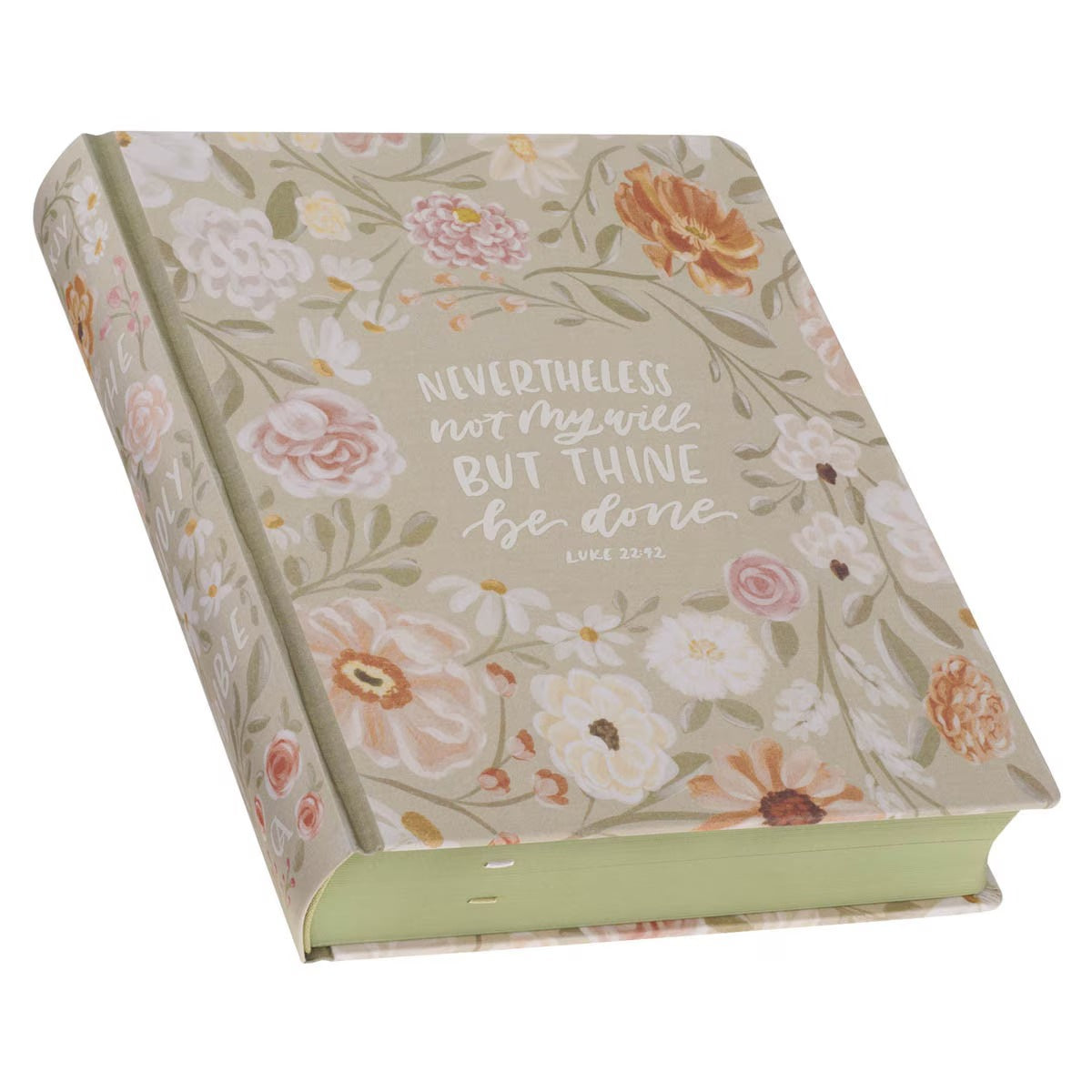 Sage Green Hardcover Large Print King James Version Note-taking Bible - Luke 22:42 - The Christian Gift Company