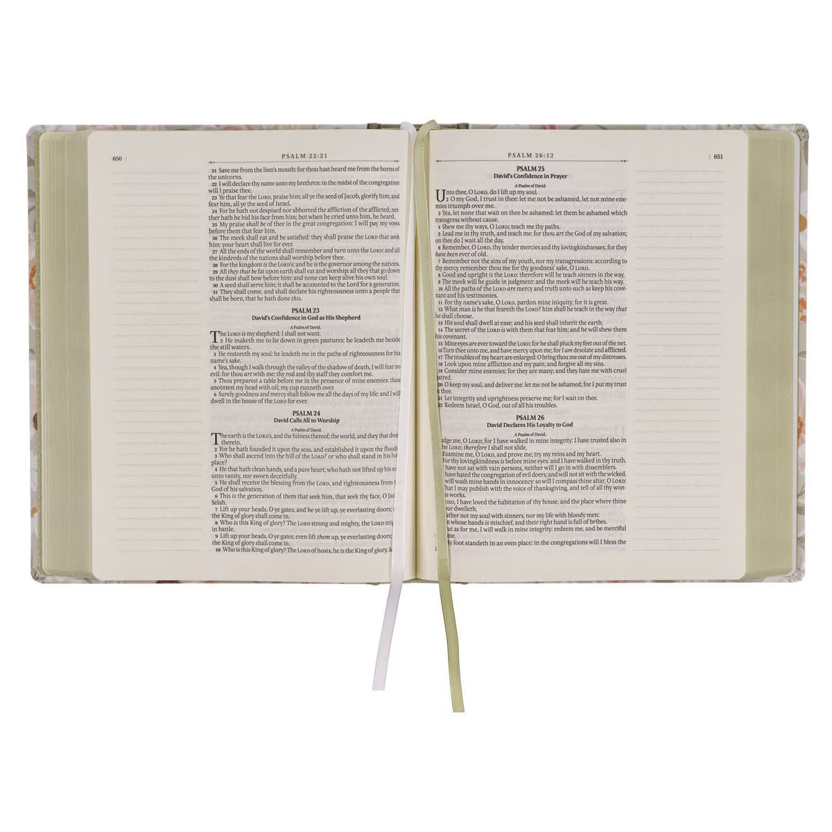 Sage Green Hardcover Large Print King James Version Note-taking Bible - Luke 22:42 - The Christian Gift Company