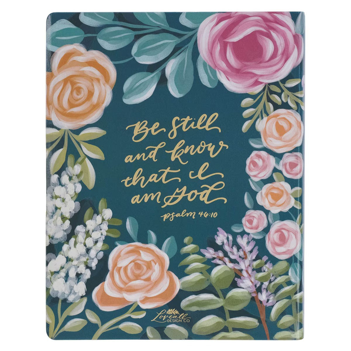 Teal Floral Large Print Faux Leather King James Version Note-taking Bible - Matthew 22:37 - The Christian Gift Company
