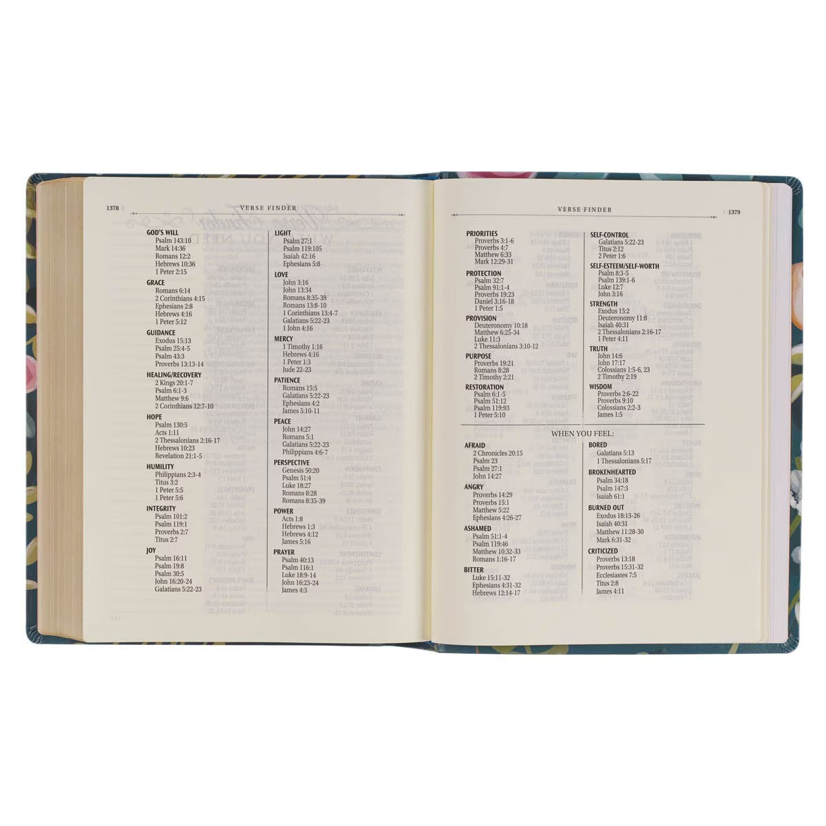 Teal Floral Large Print Faux Leather King James Version Note-taking Bible - Matthew 22:37 - The Christian Gift Company