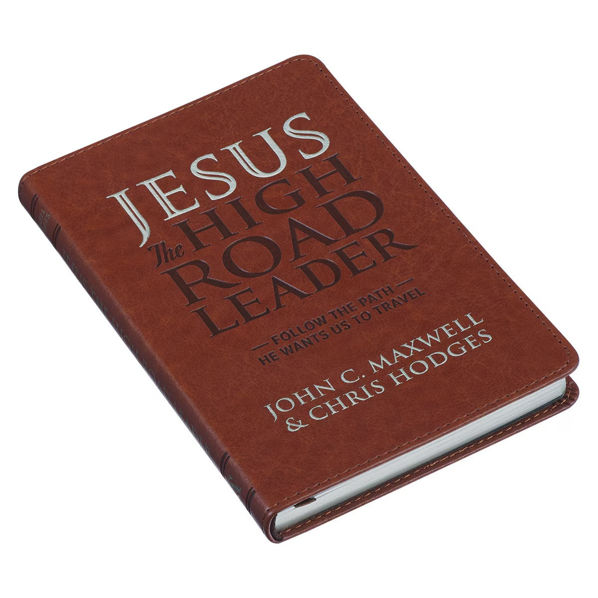 Jesus the High Road Leader Chestnut Brown Faux Leather Gift Book - The Christian Gift Company