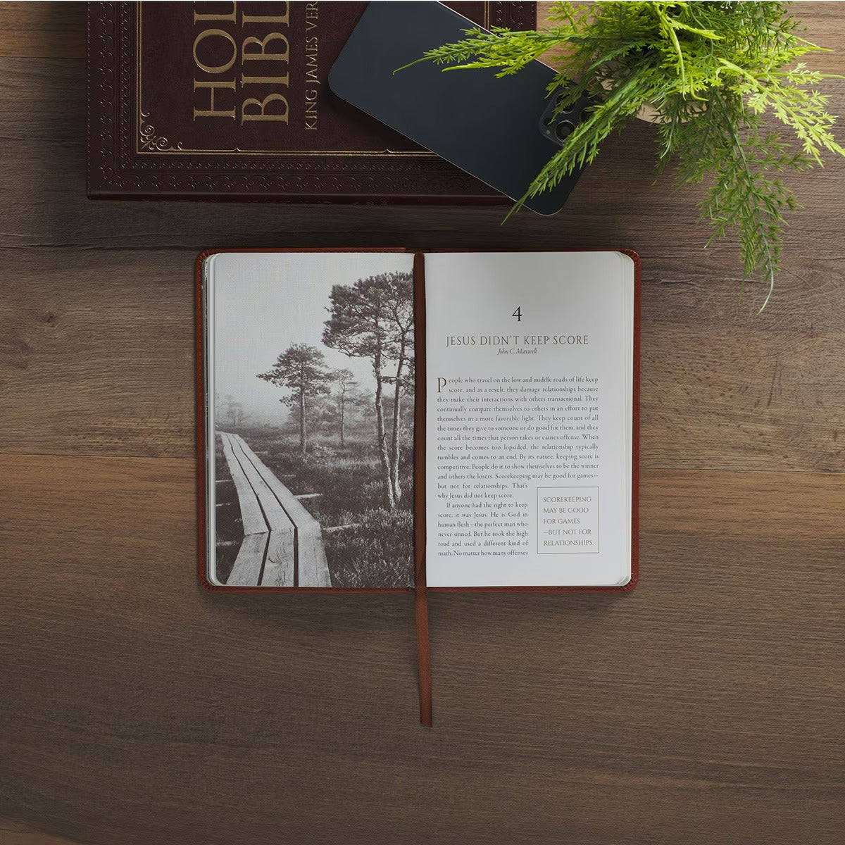 Jesus the High Road Leader Chestnut Brown Faux Leather Gift Book - The Christian Gift Company