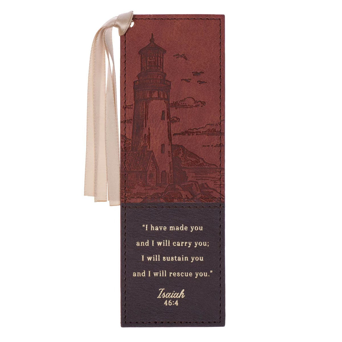 I Have Made You Two-Tone Brown Bookmark - Isaiah 46:4 - The Christian Gift Company