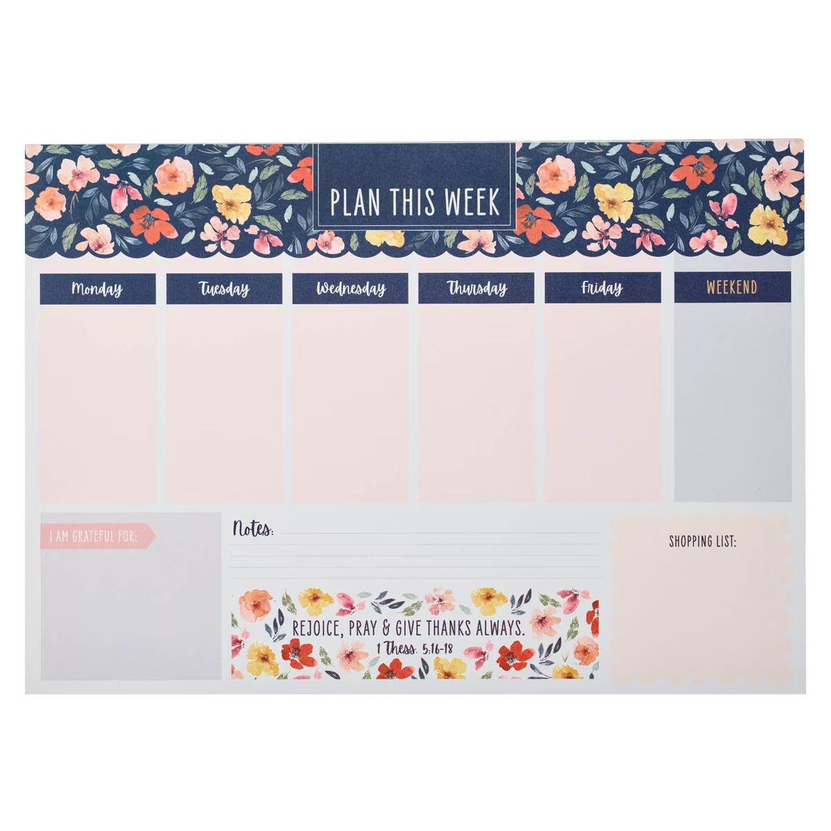 Give Thanks Always Undated Planner Pad - 1 Thessalonians 5:16-18 - The Christian Gift Company