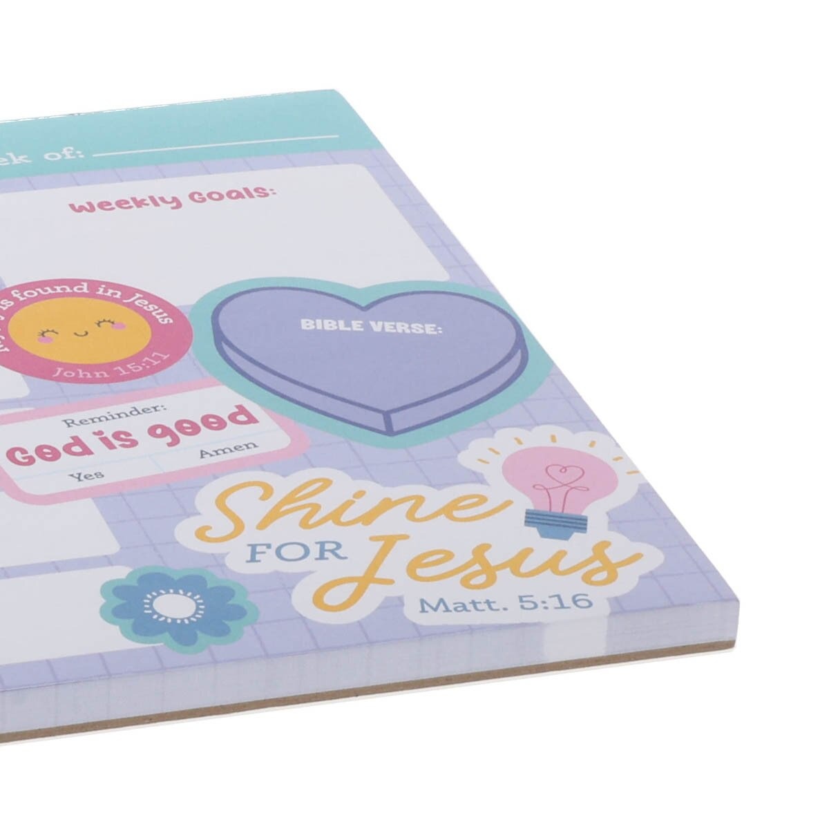 Shine For Jesus Undated Planner Pad for Girls - Matthew 5:16 - The Christian Gift Company