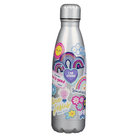 Shine for Jesus Silver Stainless Steel Water Bottle - The Christian Gift Company