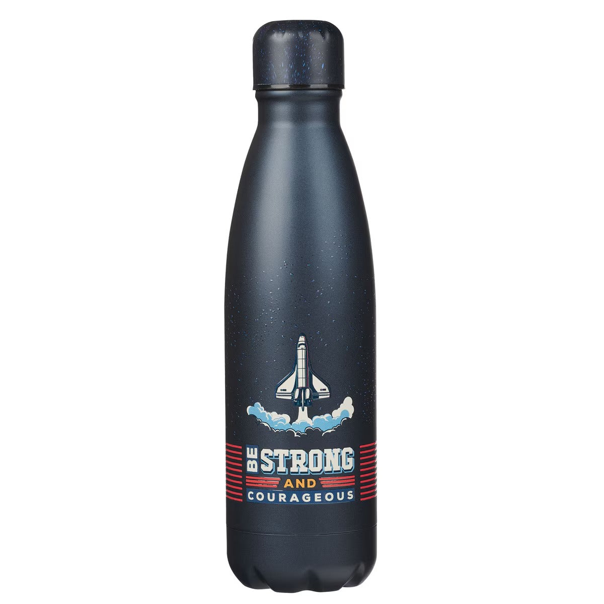 Be Strong and Courageous Blue Space Stainless Steel Water Bottle - Joshua 1:9 - The Christian Gift Company