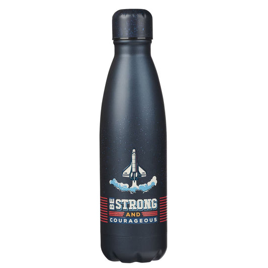 Be Strong and Courageous Blue Space Stainless Steel Water Bottle - Joshua 1:9 - The Christian Gift Company