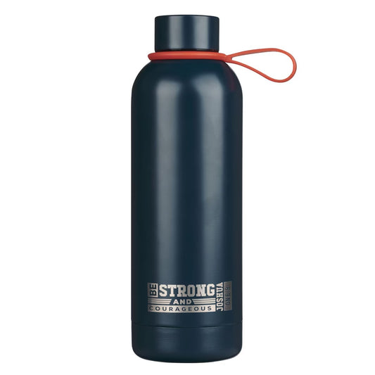 Strong and Courageous Blue Stainless Steel Water Bottle - Joshua 1:9 - The Christian Gift Company