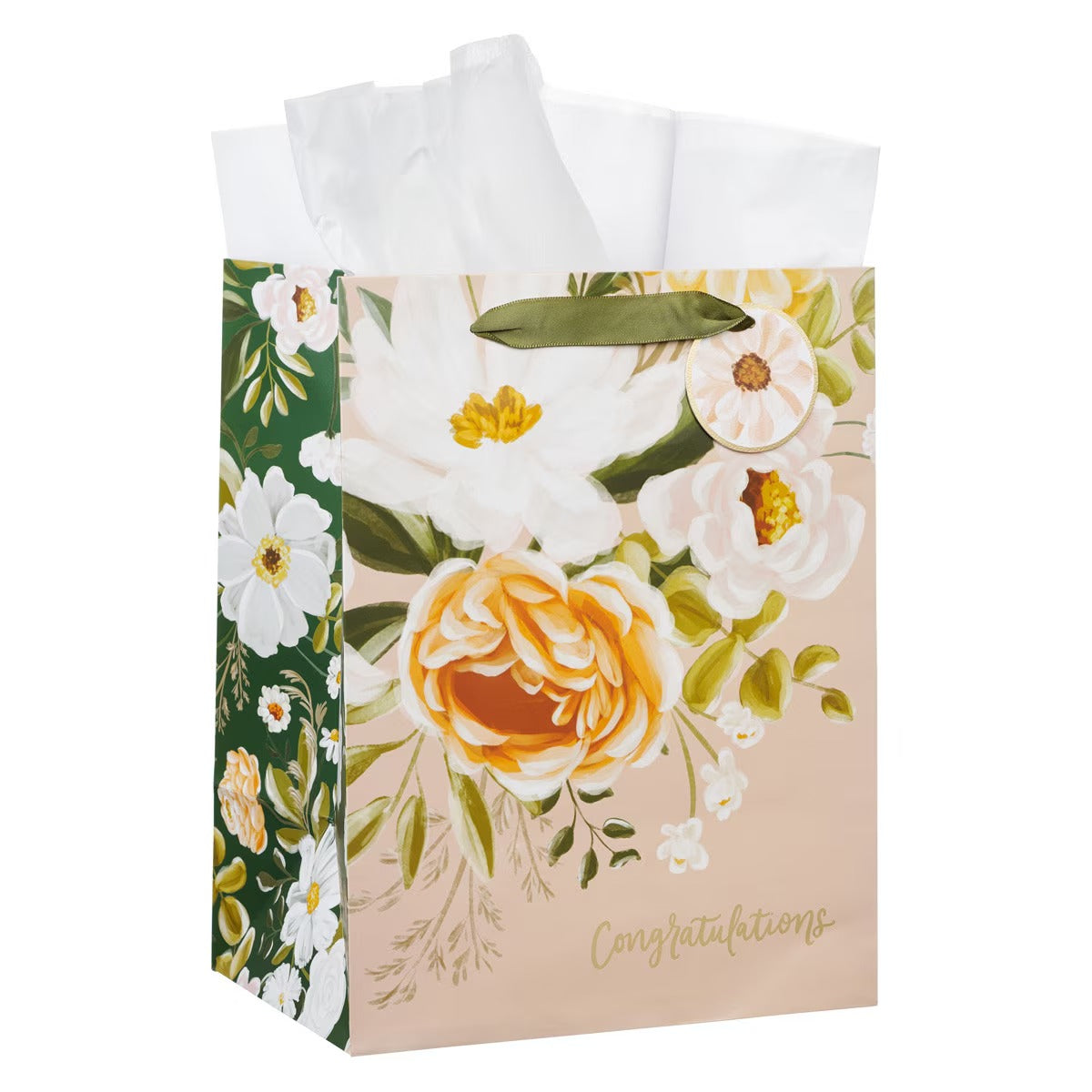 Sophia Peach Floral Large Portrait Gift Bag - The Christian Gift Company