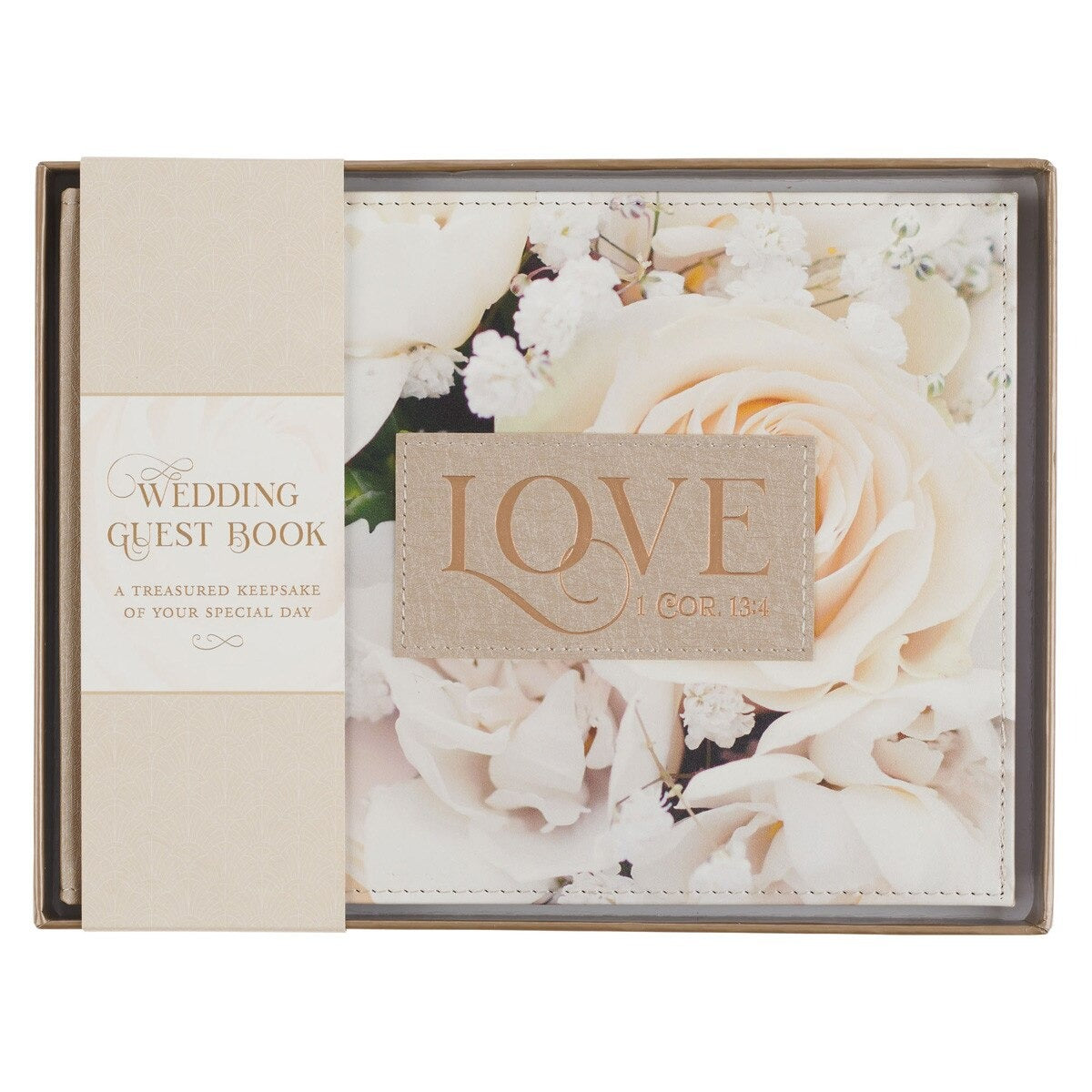 Love Ivory Faux Leather Medium Guest Book - The Christian Gift Company
