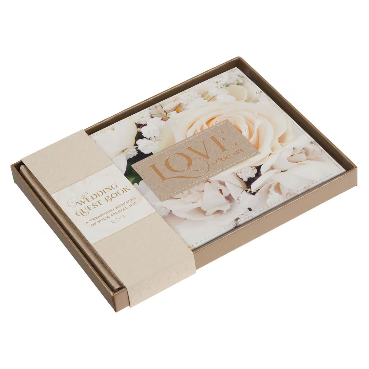 Love Ivory Faux Leather Medium Guest Book - The Christian Gift Company