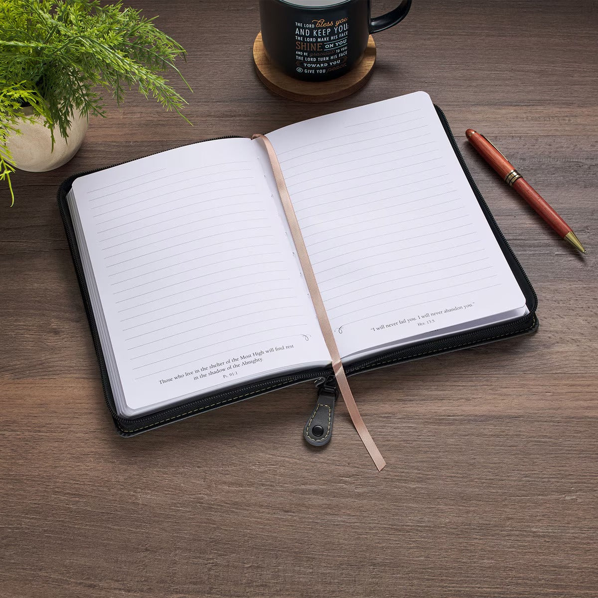 The Plans Charcoal Faux Leather Classic Journal with Zipper Closure - Jeremiah 29:11 - The Christian Gift Company