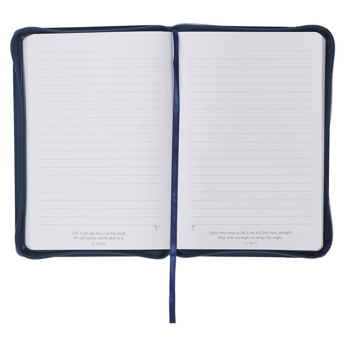 Be Strong and Courageous Blue Faux Leather Journal with Zipper Closure - Joshua 1:9 - The Christian Gift Company