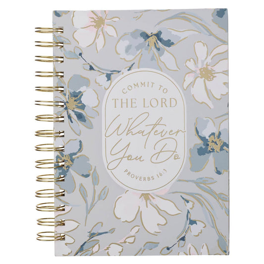 Commit to the Lord Pale Blue Floral Spiral Journal - Proverbs 16:3 - The Christian Gift Company