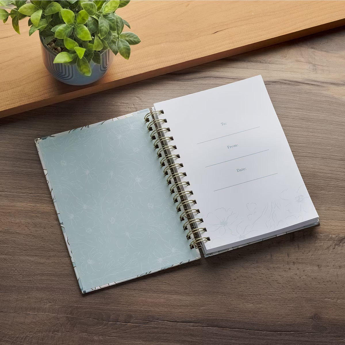 Commit to the Lord Pale Blue Floral Spiral Journal - Proverbs 16:3 - The Christian Gift Company