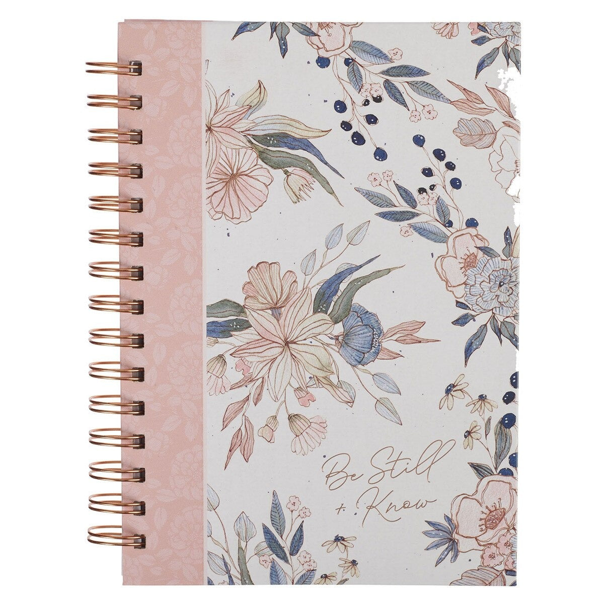 Be Still and Know Pink Floral Spiral Journal - Psalm 46:10 - The Christian Gift Company