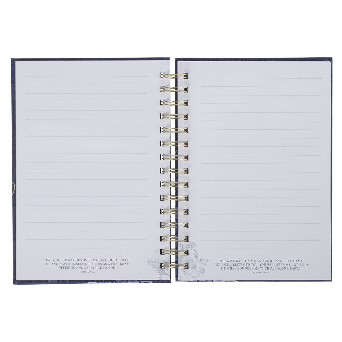 Grace Blue Floral Tile Spiral Journal - Ephesians 2:8 - The Christian Gift Company