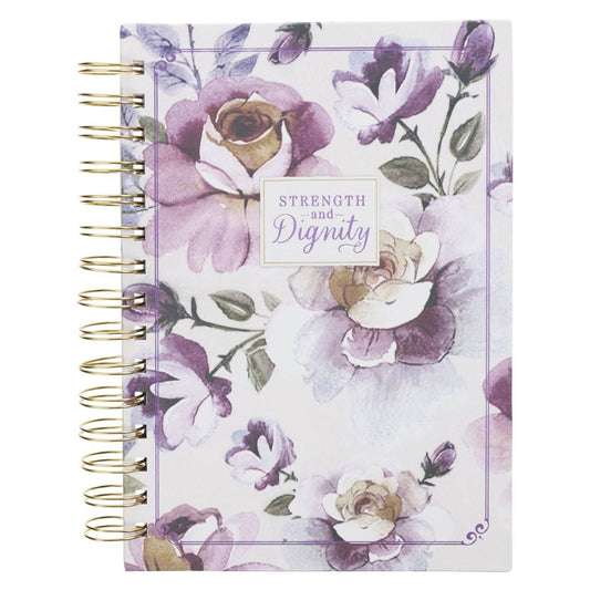 Strength and Dignity Purple Rose Spiral Journal - Proverbs 31:25 - The Christian Gift Company
