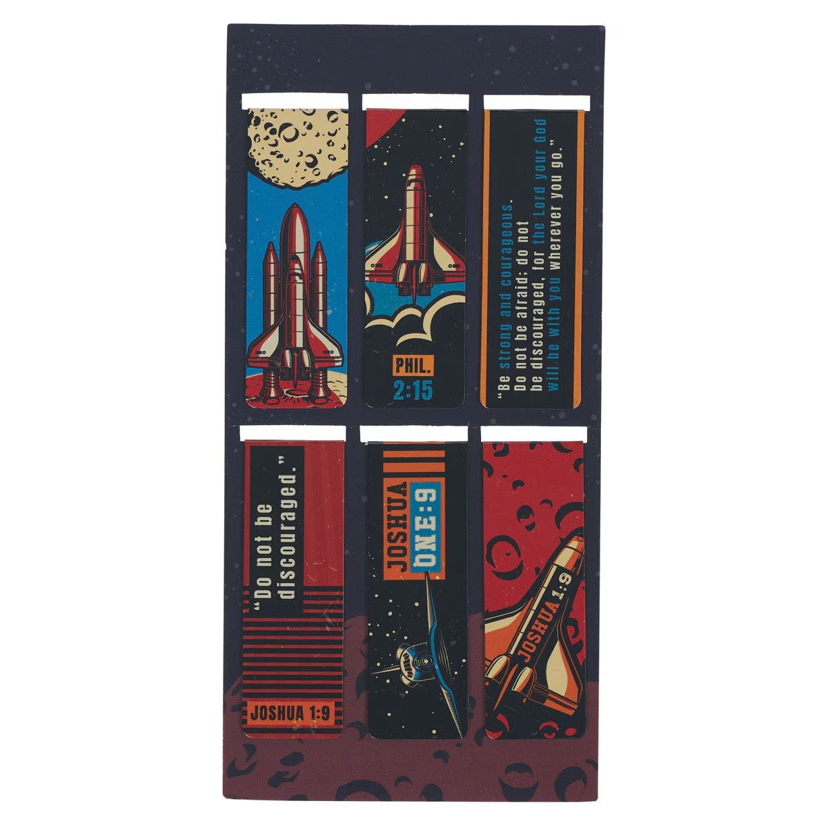 Be Strong Blue Space Magnetic Bookmark Set - Joshua 1:9 - The Christian Gift Company