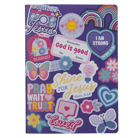 Shine for Jesus Purple Stickers Notebook -  Matthew 5:16 - The Christian Gift Company