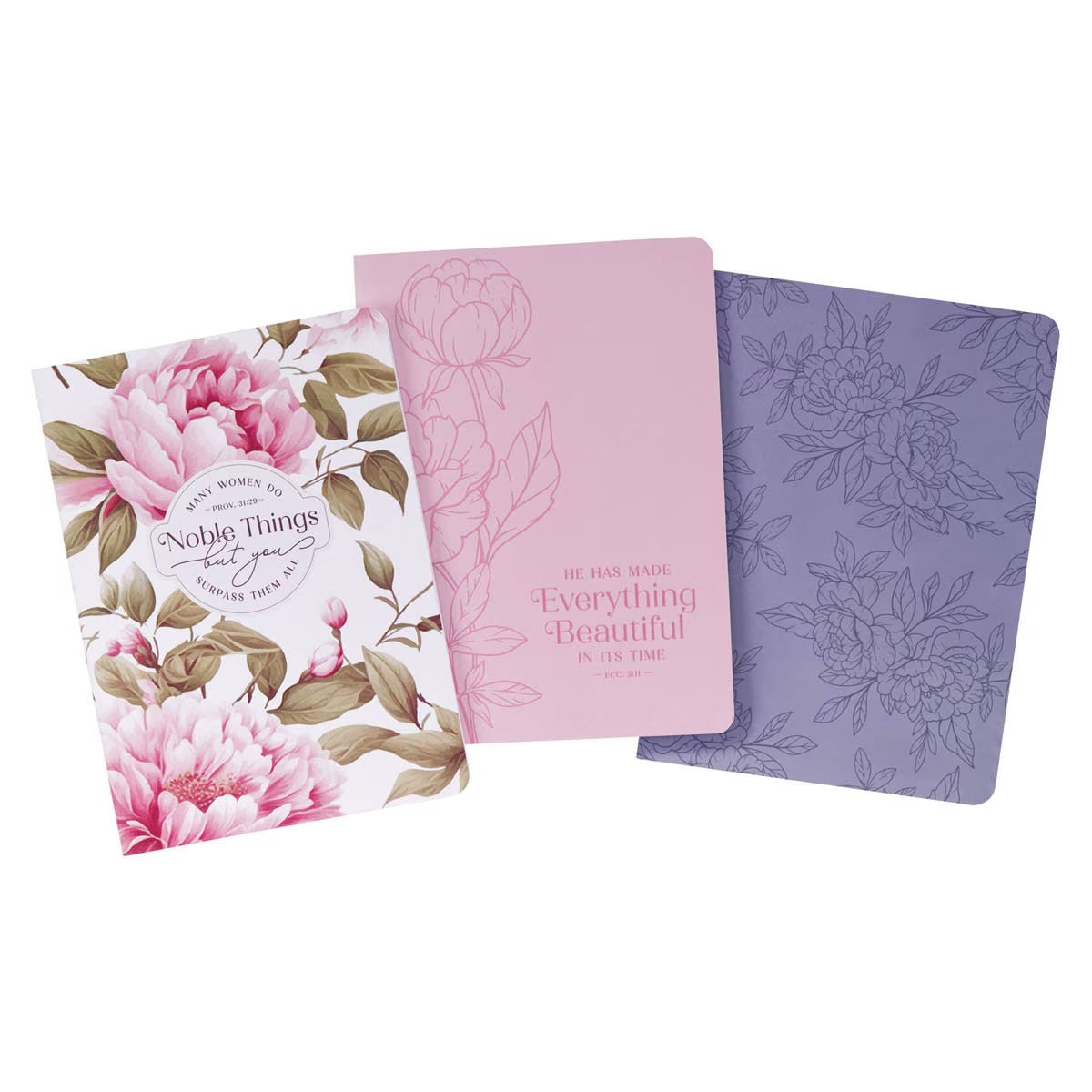 Noble Things Pink Floral Notebook Set - Proverbs 31:29 - The Christian Gift Company