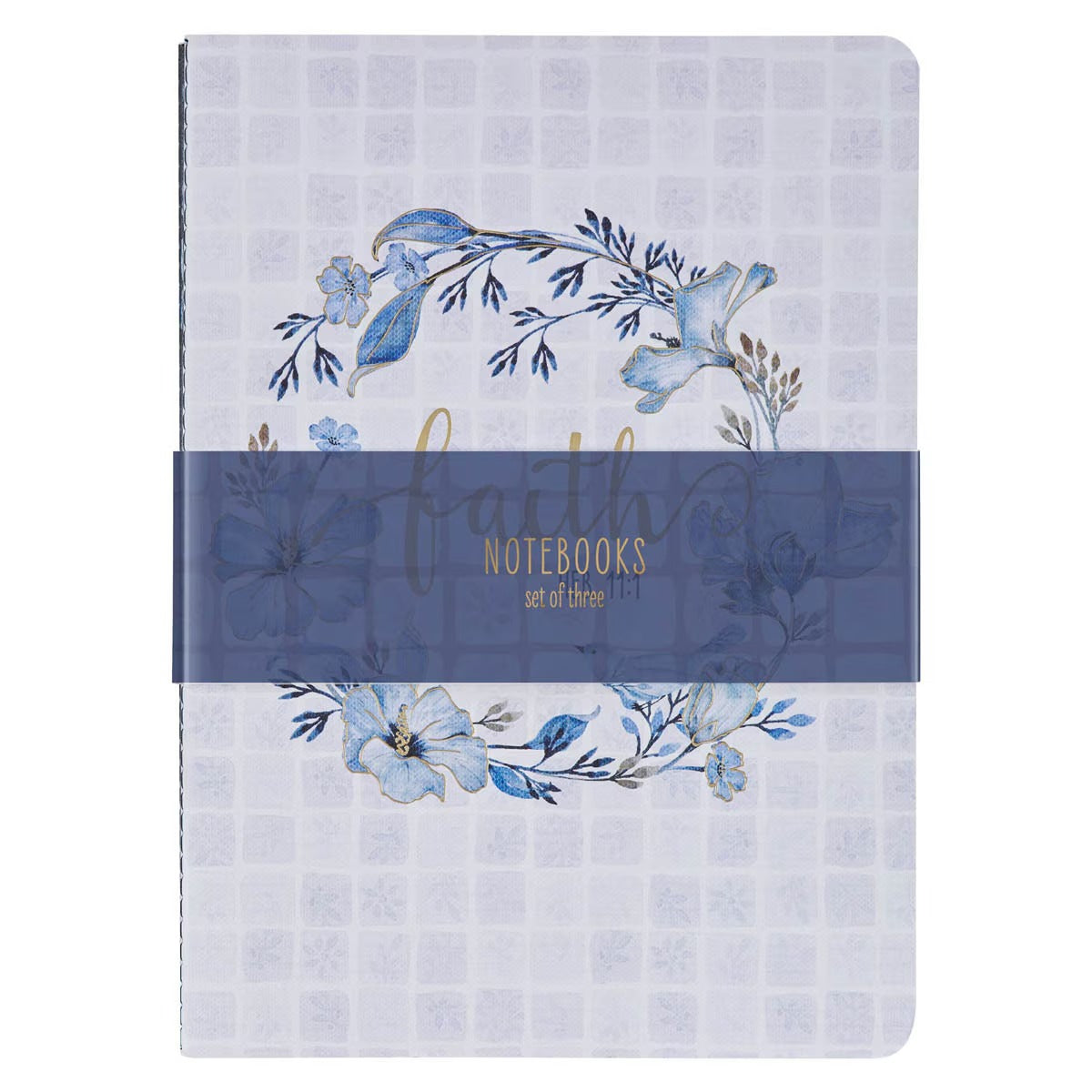 Faith Love and Grace Blue Floral Tile Notebook Set - The Christian Gift Company