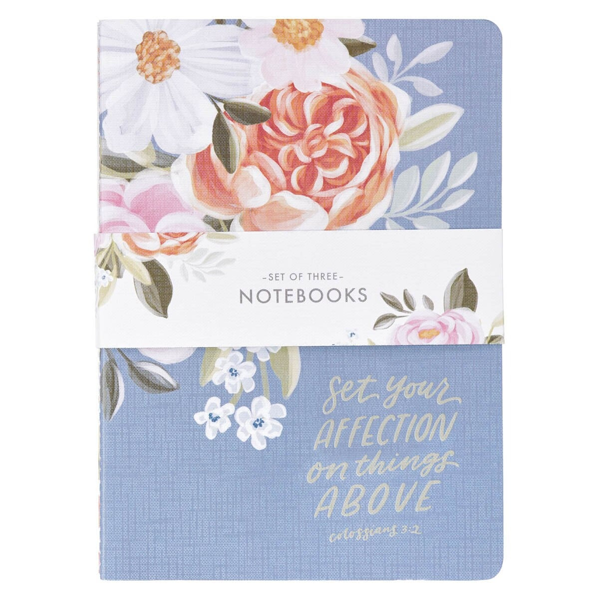 Affection Blue Floral Notebook Set - Colossians 3:2 - The Christian Gift Company