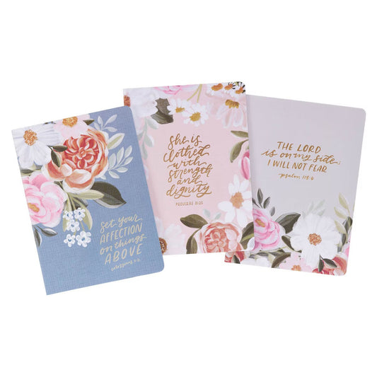 Affection Blue Floral Notebook Set - Colossians 3:2 - The Christian Gift Company
