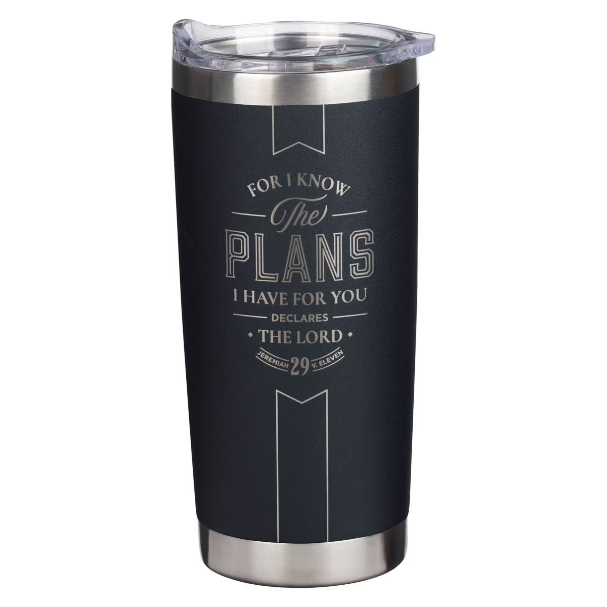 The Plans Black Stainless Steel Travel Tumbler - Jeremiah 29:11 - The Christian Gift Company