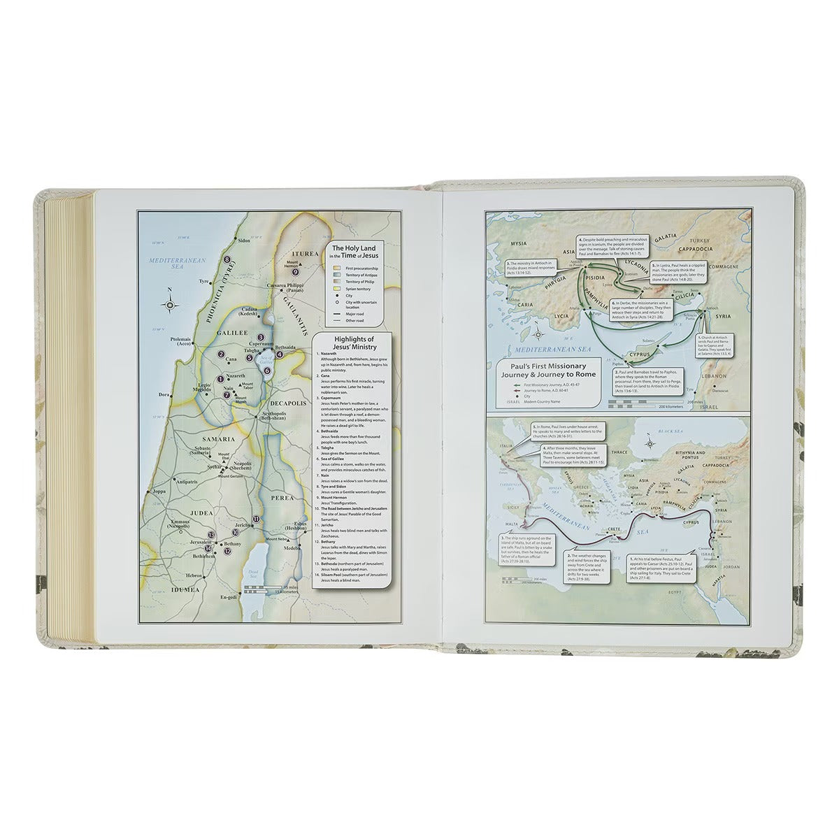 Cream Floral Faux Leather KJV Note-taking Bible - Psalm 91:4 - The Christian Gift Company