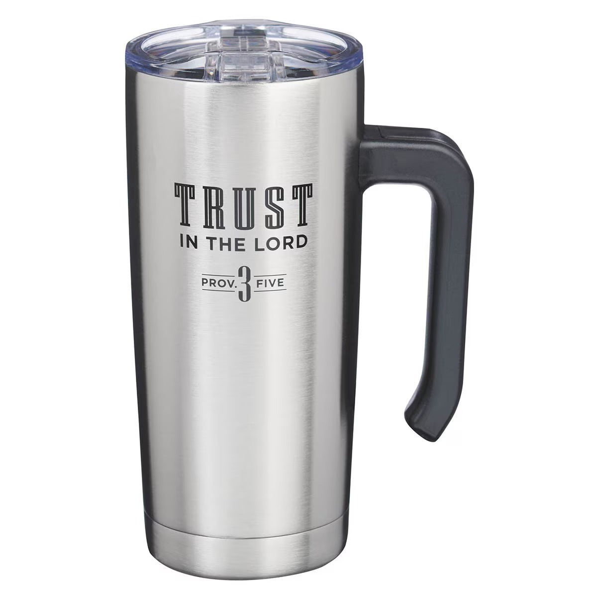 Trust in the Lord Stainless Steel Travel Mug with Handle - Psalm 3:5 - The Christian Gift Company