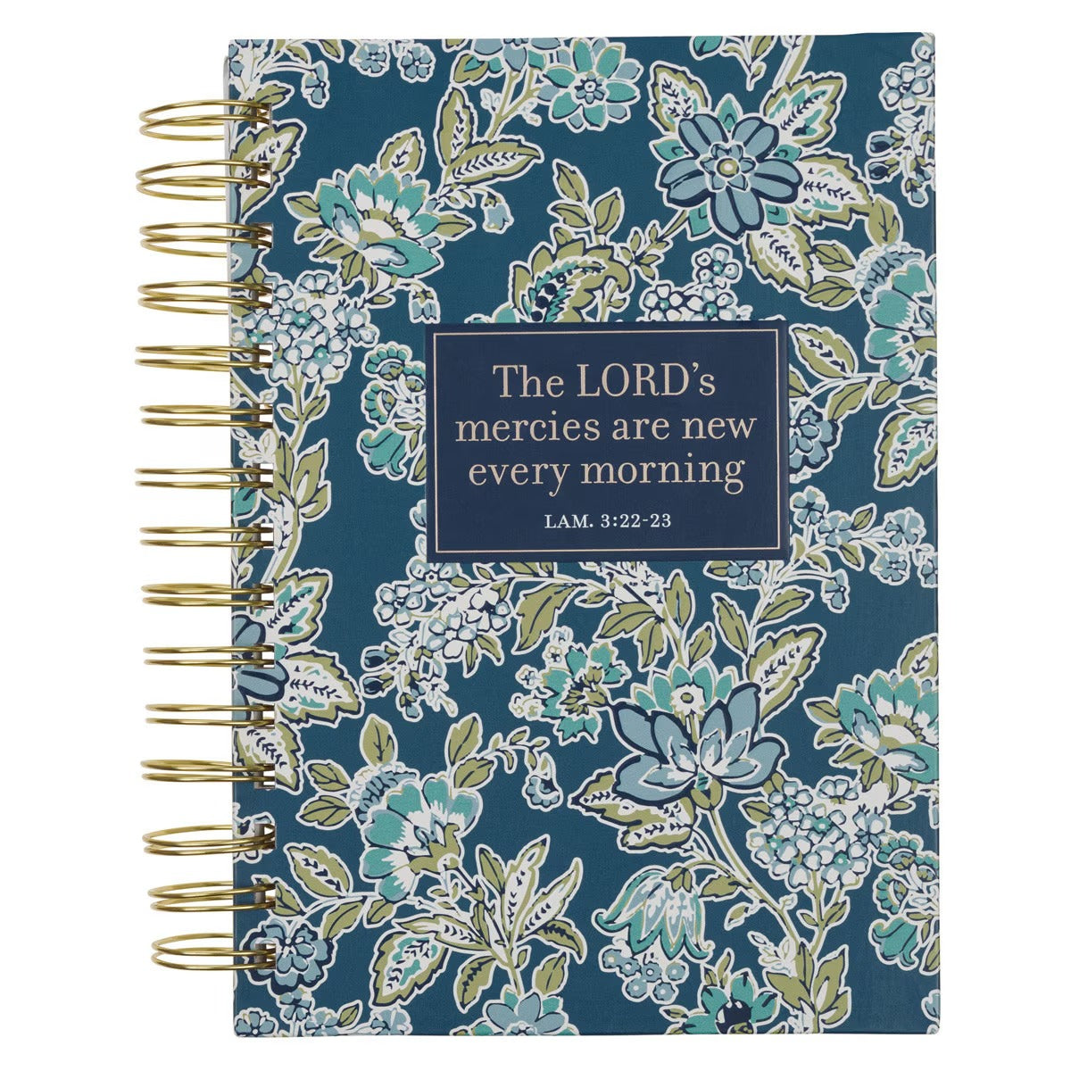 Morning Mercies Blue and Green Floral Spiral Journal - Lamentations 3:22-23 - The Christian Gift Company