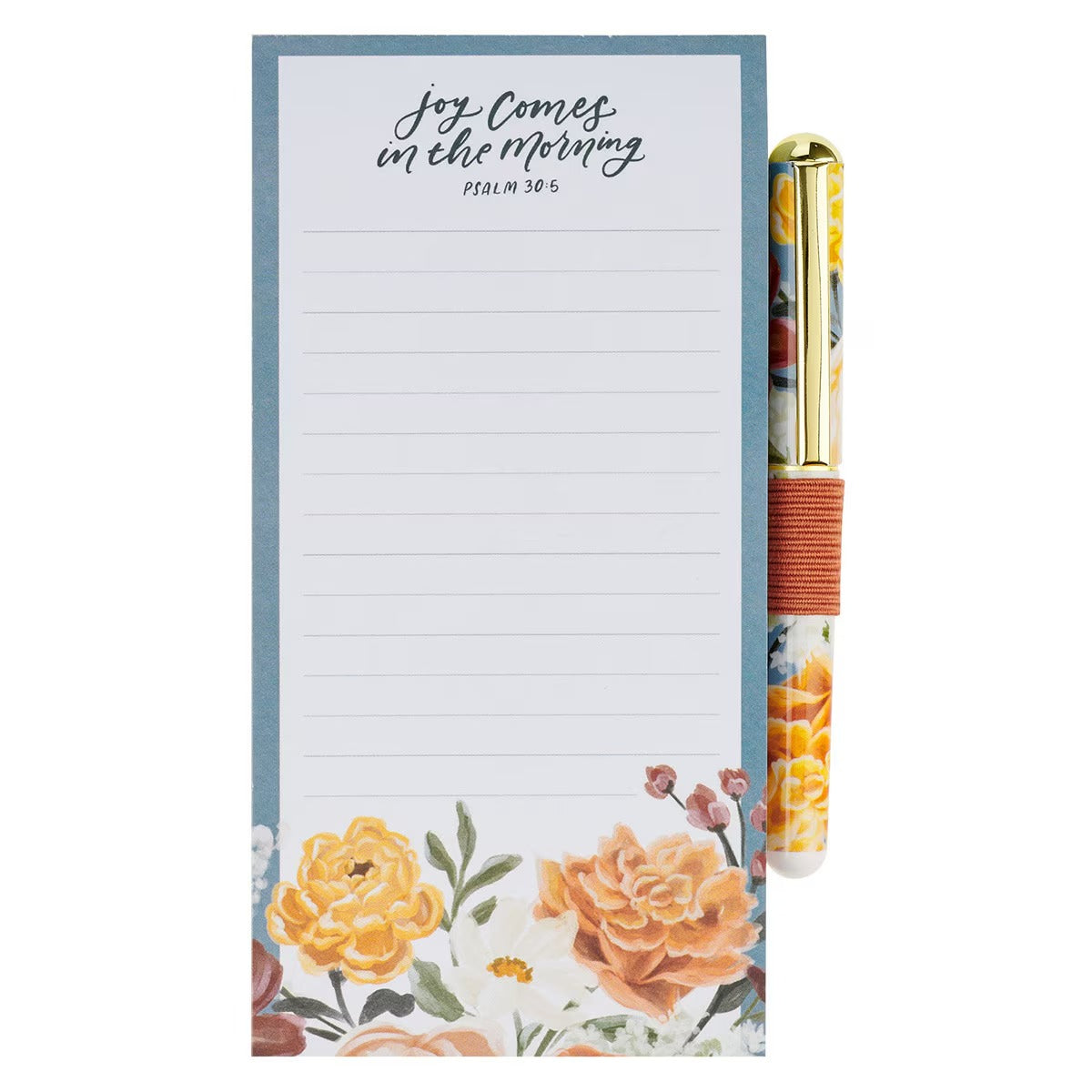 Joy Comes in the Morning Magnetic Notepad and Pen Gift Set - Psalm 30:5 - The Christian Gift Company