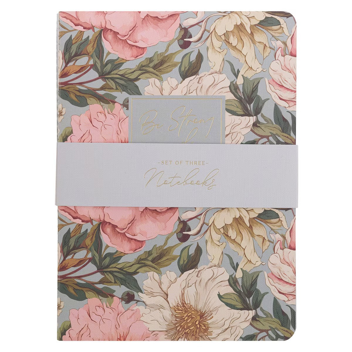 Strong and Courageous Delicate Pink Dahlia Notebook Set - Joshua 1:9 - The Christian Gift Company