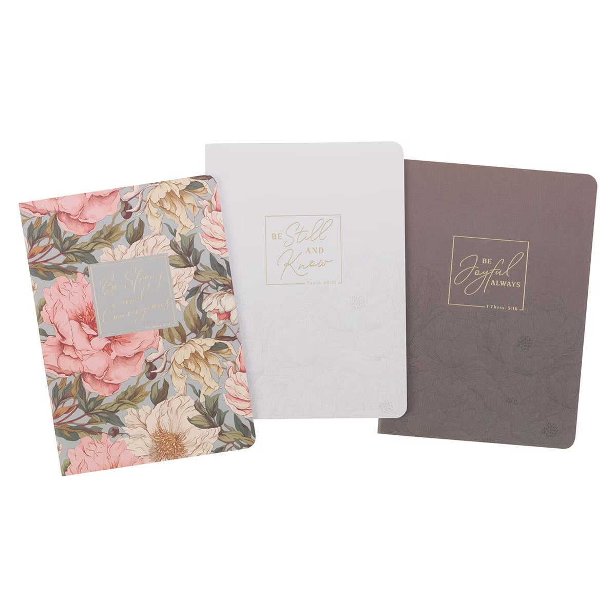 Strong and Courageous Delicate Pink Dahlia Notebook Set - Joshua 1:9 - The Christian Gift Company