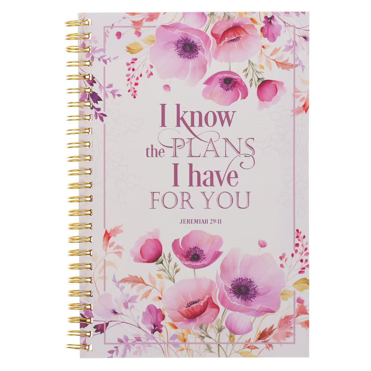 I Know The Plans Pink Wildflower Spiral Notebook - Jeremiah 29:11 - The Christian Gift Company