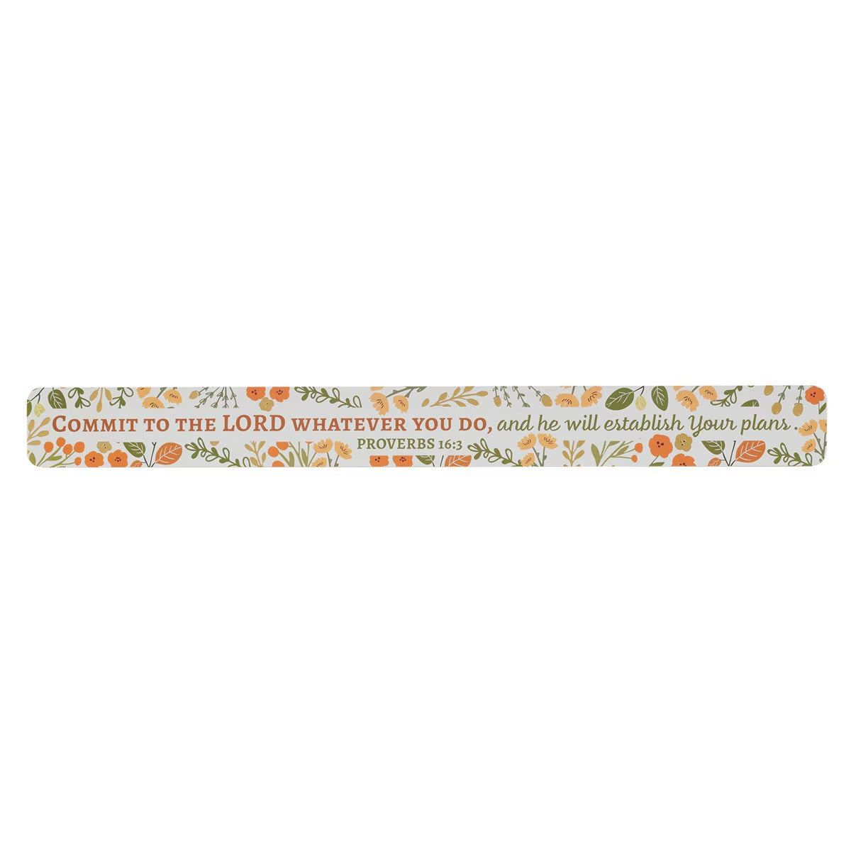 Commit to the Lord Orange Floral Large Magnetic Strip - Proverbs 16:3 - The Christian Gift Company