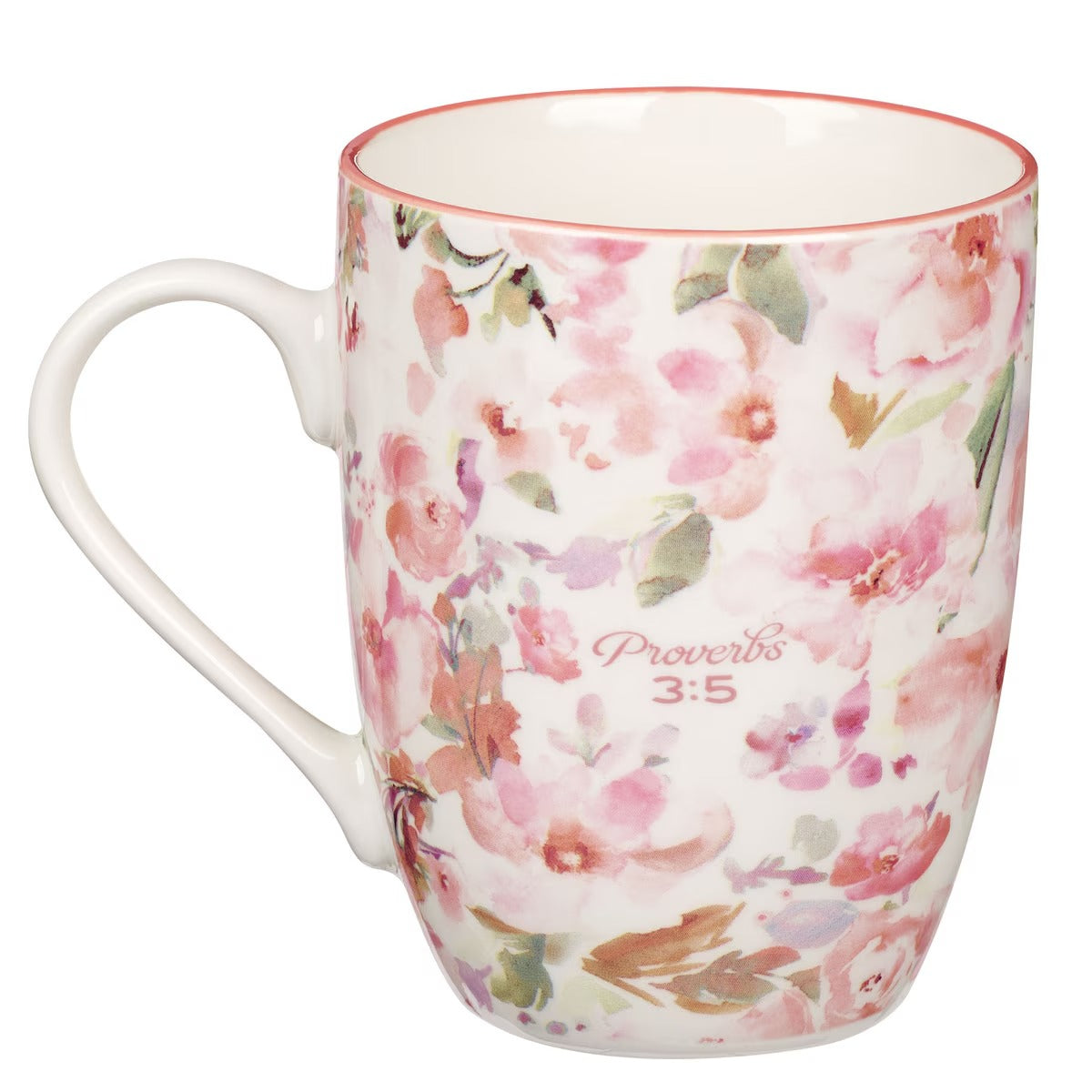 Trust in Lord Pink Watercolour Florals Ceramic Mug - Proverbs 3:5