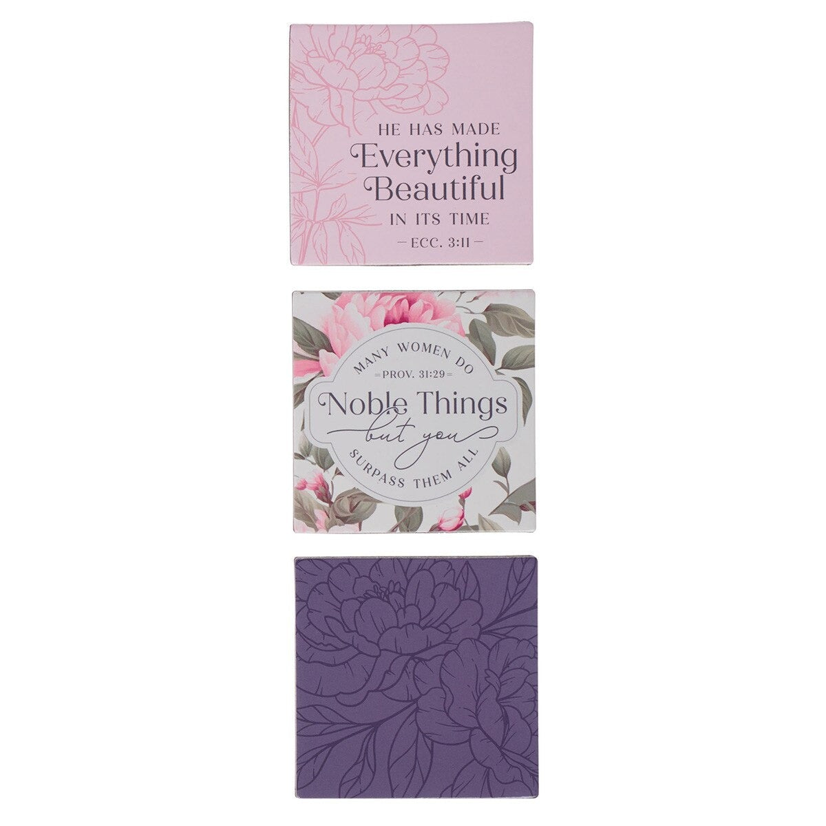 Noble Things Pink Floral Magnet Set - Proverbs 31:29 - The Christian Gift Company