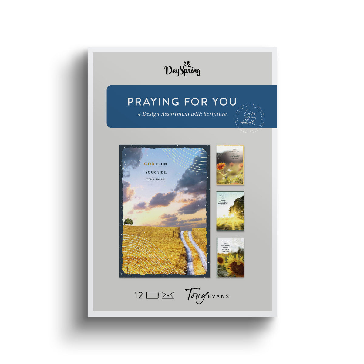 Praying for You - Tony Evans - 12 Count Boxed Cards and Envelopes - The Christian Gift Company