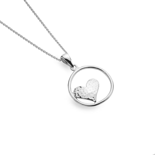 Heart In Circle Silver Necklace - The Christian Gift Company