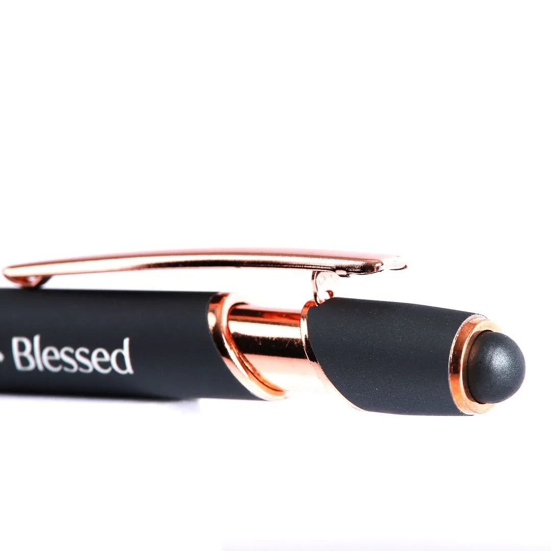 Engraved Gift Pen Gunmetal Grey - Thankful Grateful Blessed - The Christian Gift Company