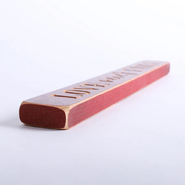 45cm Engraved Wooden Sign: Love Never Fails/Red - The Christian Gift Company