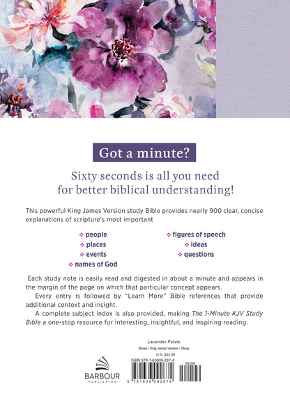 The 1-Minute KJV Study Bible (Lavender Petals) - The Christian Gift Company
