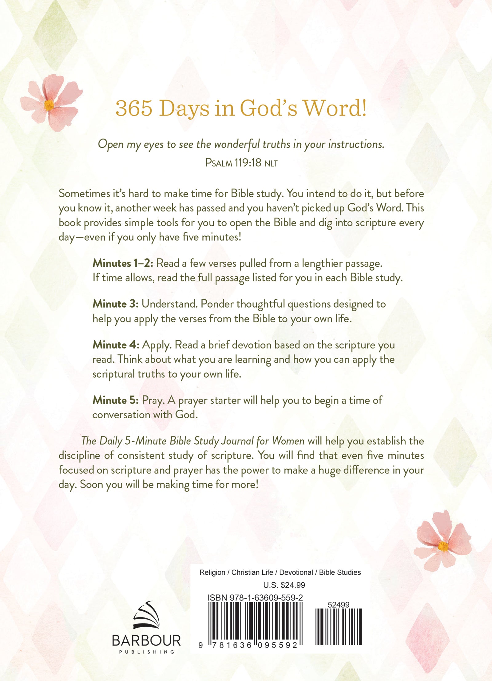 The Daily 5-Minute Bible Study Journal for Women - The Christian Gift Company