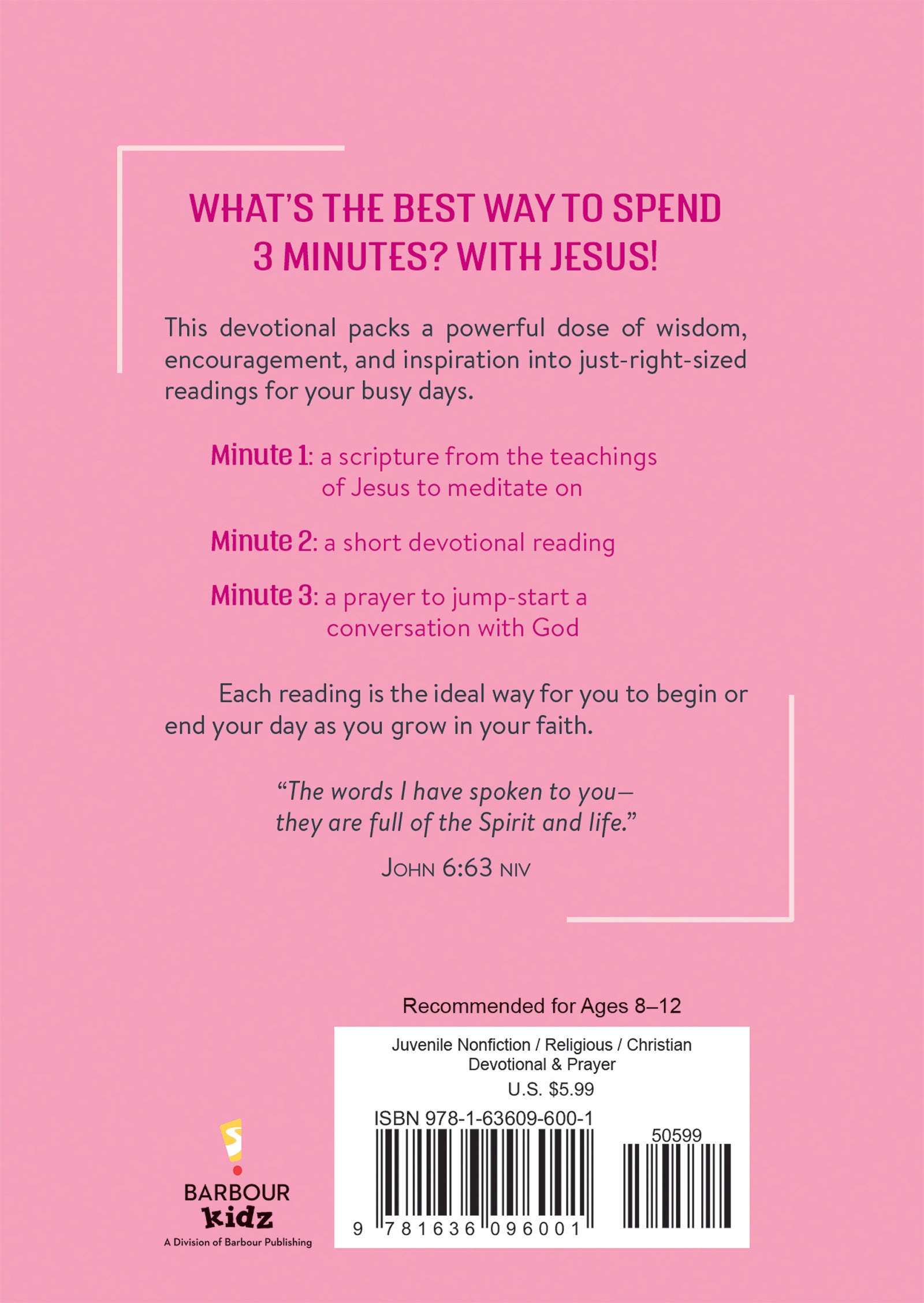 3 Minutes with Jesus: 180 Devotions for Girls - The Christian Gift Company