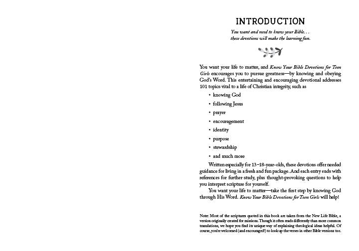 Know Your Bible Devotions for Teen Girls - The Christian Gift Company