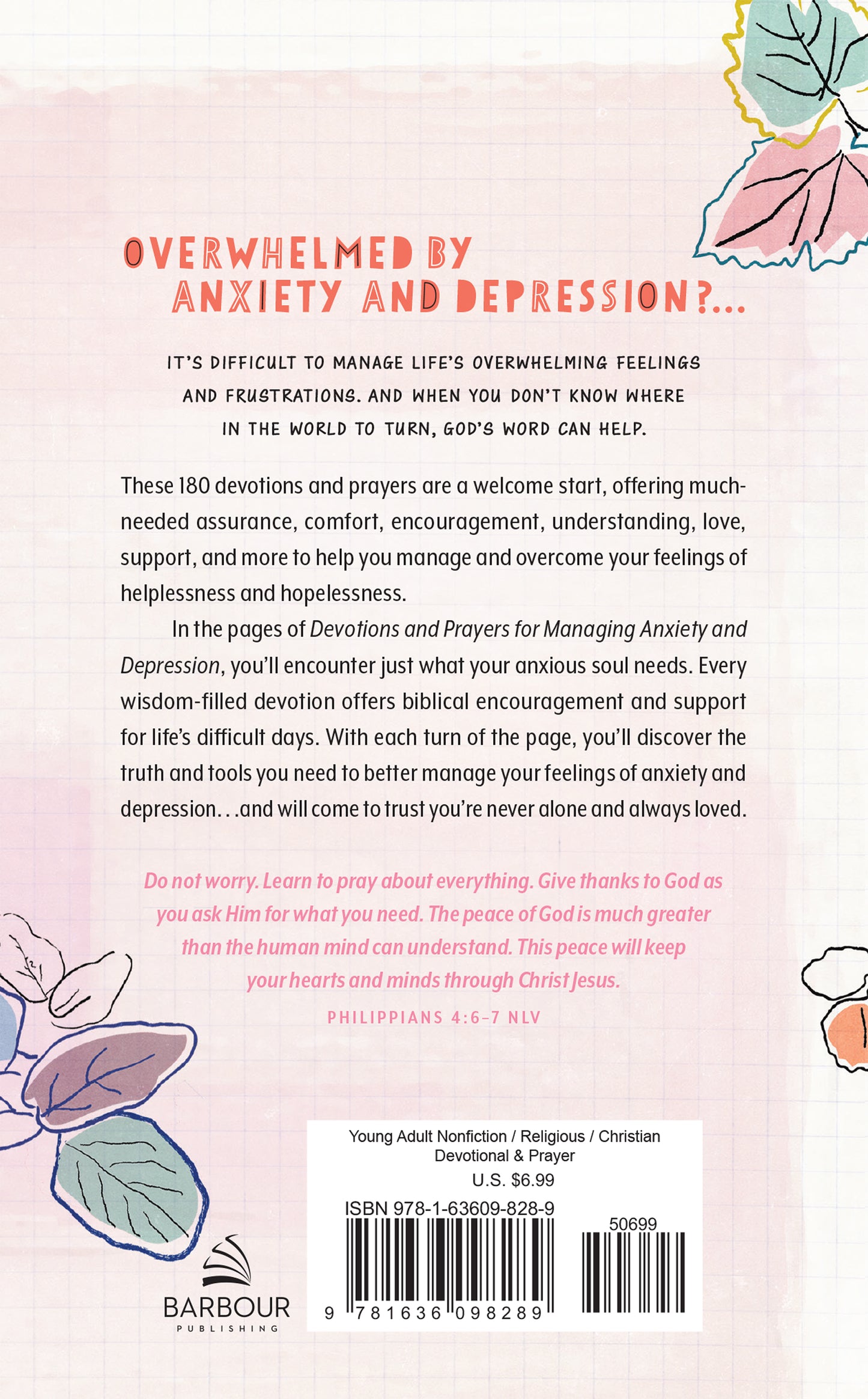 Devotions and Prayers for Managing Anxiety and Depression (teen girl) - The Christian Gift Company