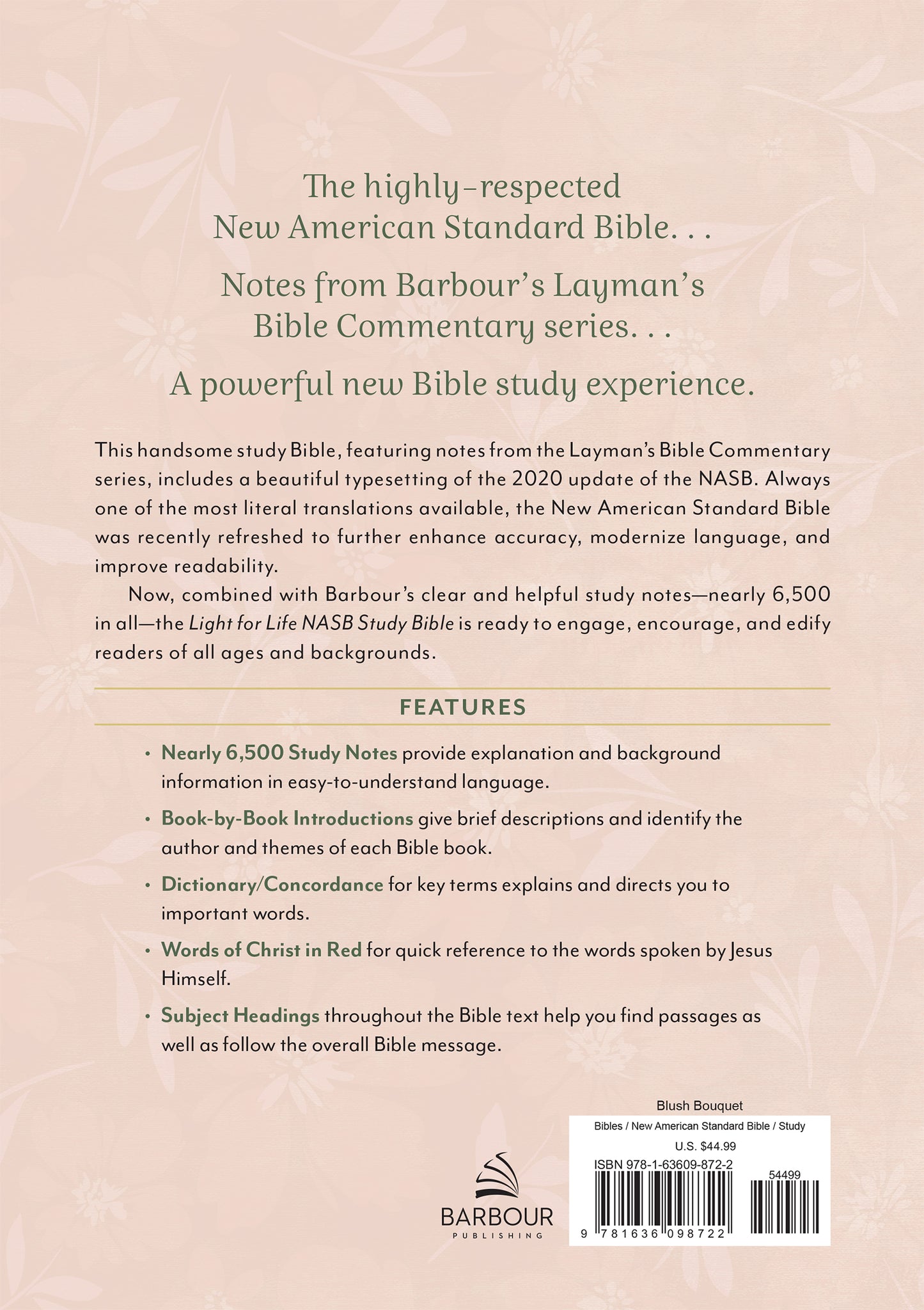 Light for Life NASB Study Bible (Blush Bouquet) - The Christian Gift Company